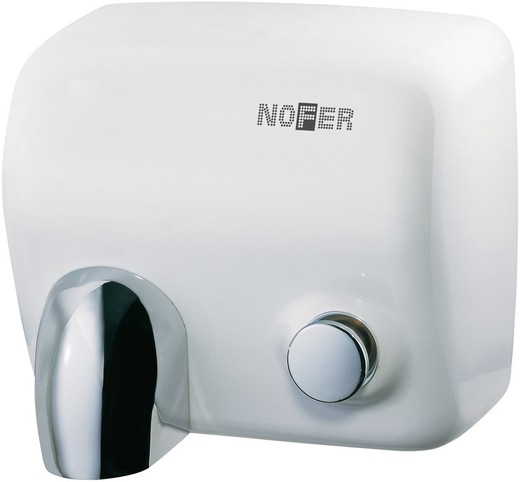 Cyclon Sensor hand dryer with push button and white steel housing Nofer