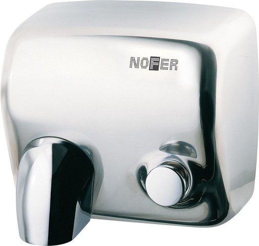Cyclon Sensor hand dryer with push button and Nofer gloss stainless steel housing