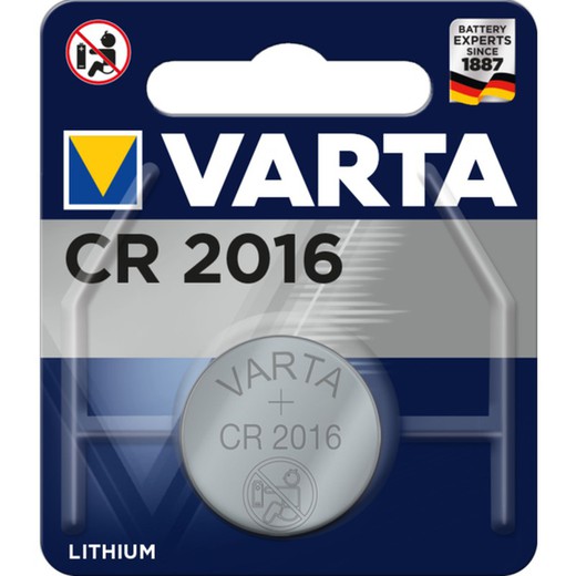 Knoopcel CR2016 3V lithium (1u blister) Varta