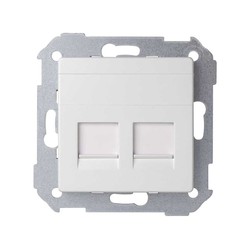 Carte voix et données pour 2 connecteurs RJ45 blanc mat Simon 82 Concept