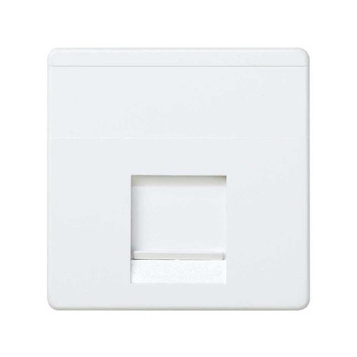 Flat voice and data plate with dust cover for 1 white connector Simon 27 Play