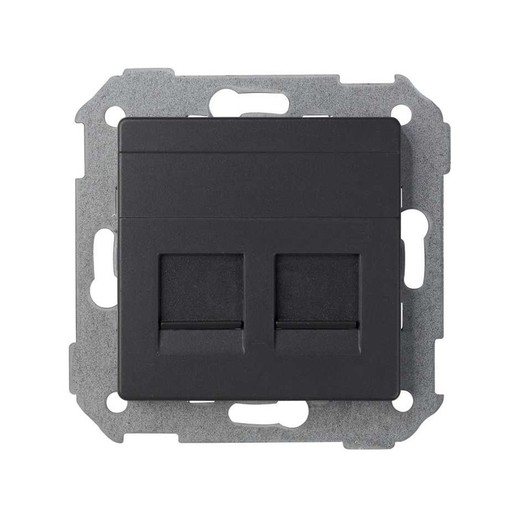 Carte voix et données plate pour RJ45 noir mat Simon 82 Concept