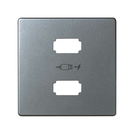 Cold aluminum USB charger plate Simon 82 Detail