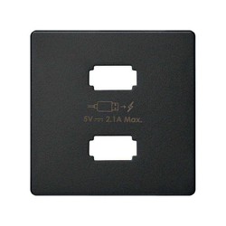 Placa para cargador USB negro mate Simon 82 Concept