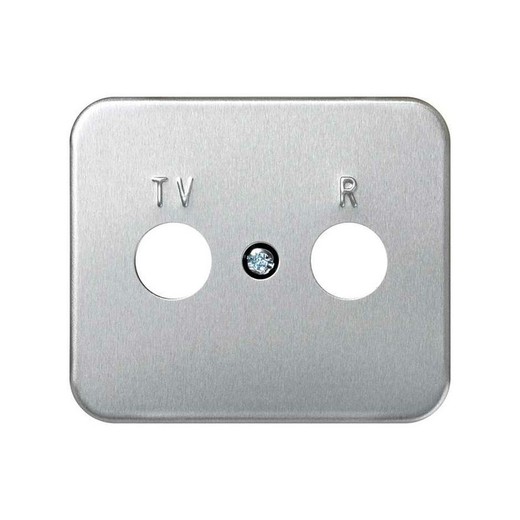 Plaque pour prises R et TV aluminium Simon 75