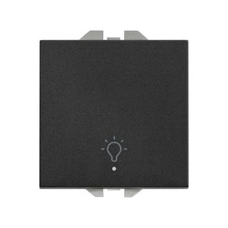 Simon 270 10A botão de pressão gravado com luz luminosa preto fosco
