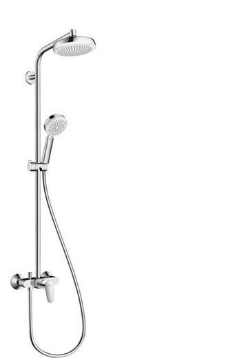 Single-lever shower set Crometta 160 Showerpipe white / chrome Hasngrohe