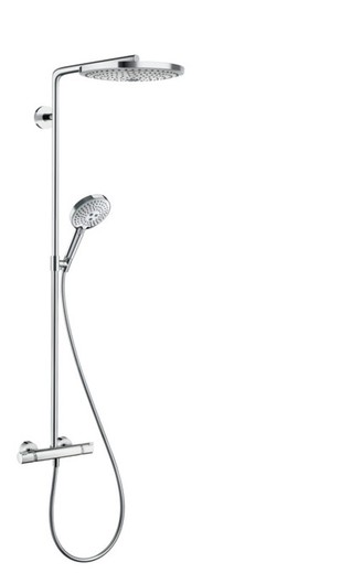 Conjunto de chuveiro Showerpipe 300 com termostato branco / cromado Hansgrohe