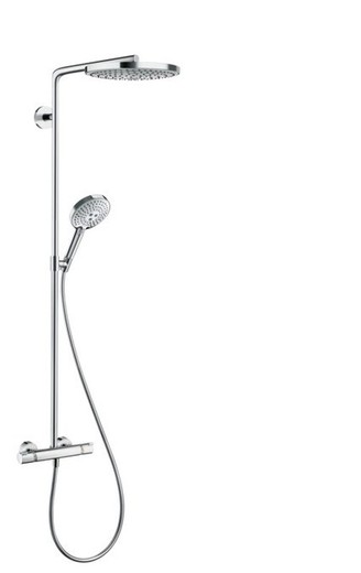 Showerpipe shower set with chrome Hansgrohe head