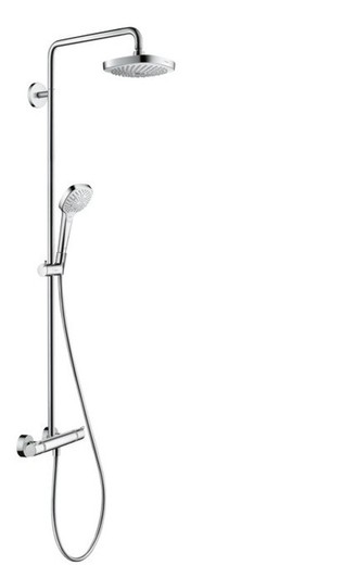 Conjunto de chuveiro Showerpipe Croma Select com termostato branco / cromado Hansgrohe