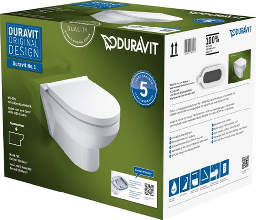 Set WC sospeso compatto Duravit No.1 con Rimless®