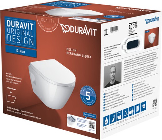 Wall-hung toilet set D-Neo Compact with Rimless