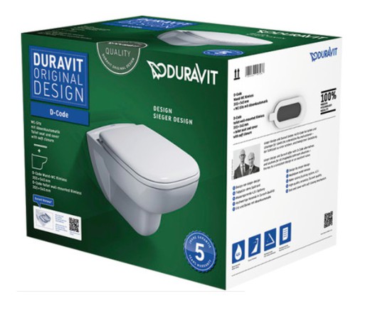 Suspended toilet and seat set with lid Duravit D-Code Rimless