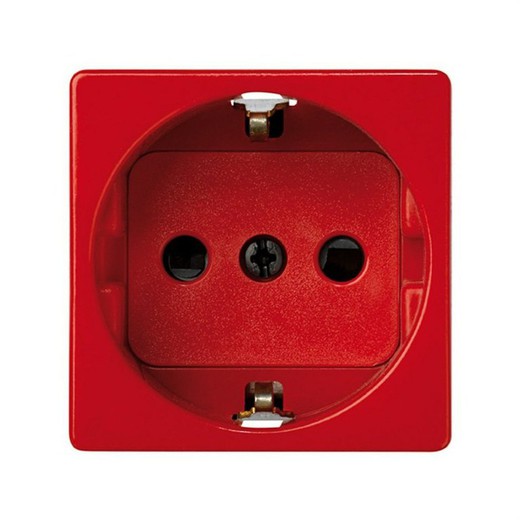 Simon 27 Play Plug socket schuko 16 A 250V ~ with safety device and fast terminal connection red