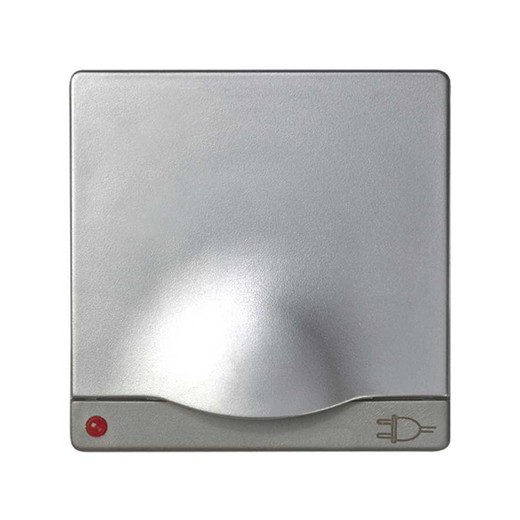 Tapa abatible con dispositivo de seguridad para base de enchufe schuko y led indicador aluminio Simon 82