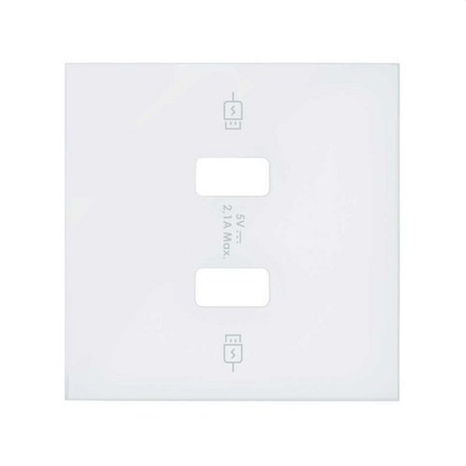Cache chargeur double USB blanc mat Simon 100