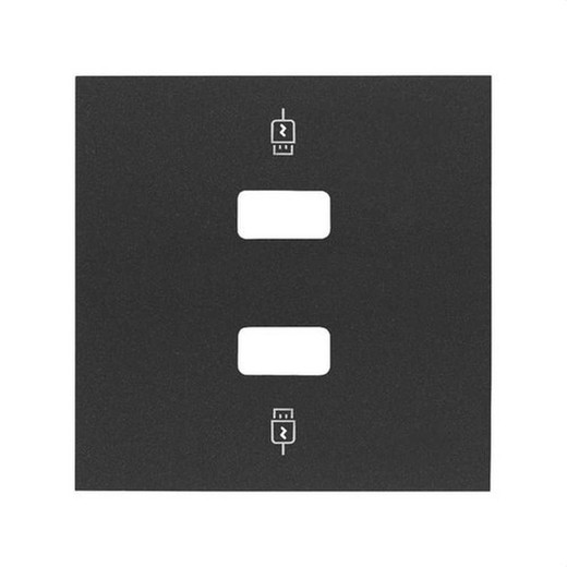 Capa de carregador USB dupla preta mate Simon 100