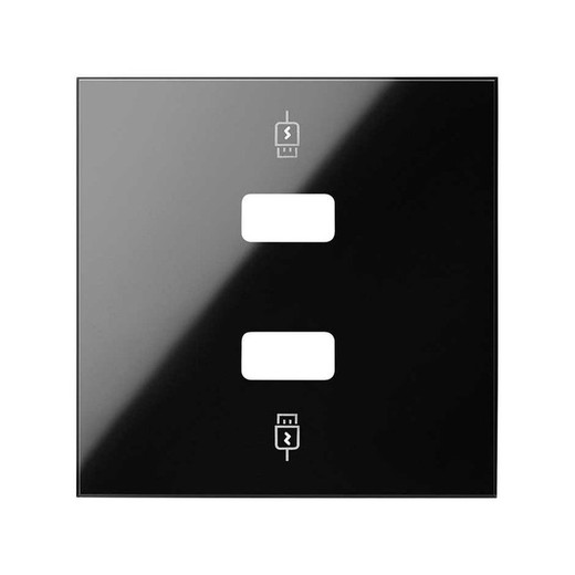 Abdeckung für USB-Ladegerät schwarz glänzend Simon 100