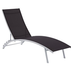 Chaise longue de jardin en acier/textilène noir 5 positions