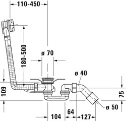 Vaciador automático y rebosadero para bañeras D-Neo/Duravit No.1