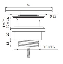 Válvula clic-clac universal Ø63 mm. Rosca G 1/1/4