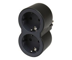 Adaptador doble entrada frontal color negro