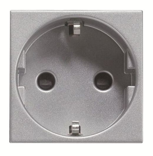 Embase 2 pôles + t latérale schuko zenit argent