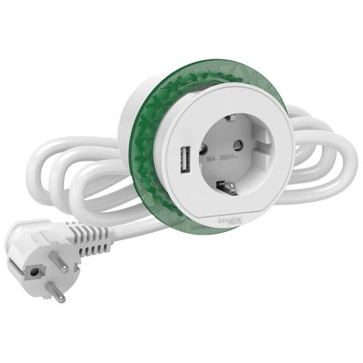 Base escritorio Schuko y USB blanco Schneider electric