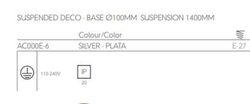 Base de suspensão Acrux 1400mm Silver Iluxion