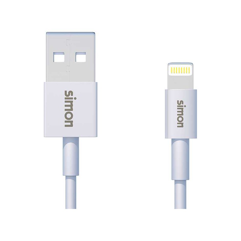 Cable lightning-USB B 1m blanco Simon — Rehabilitaweb