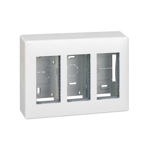 Caixa de parede de superfície para 3 elementos duplos branco Simon 500 Cima