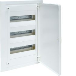 Caja empotrar golf VF con 3 filas 36 módulos opaco blanca y regleta Hager