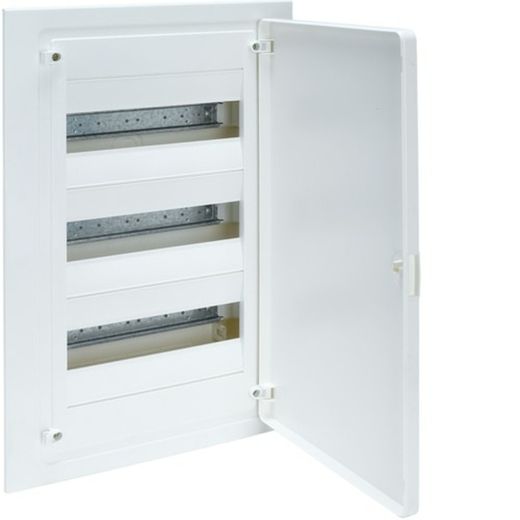 Golf VF built-in box with 3 rows of 36 white opaque modules and Hager power strip
