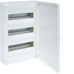 Caja superficie golf VF con 3 filas 36 módulos opaco blanca y regleta Hager