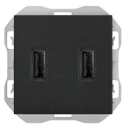 Cargador USB doble A + A Simon 270 2,1A negro mate