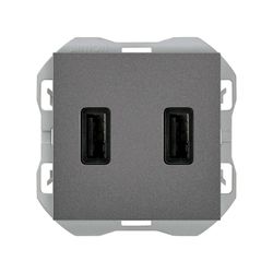 Cargador USB doble A + A Simon 270 2,1A titanio