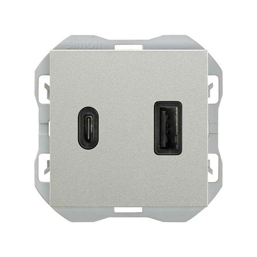 Doppeltes USB-Ladegerät A + C Simon 270 3.1A Quickcharge Aluminium