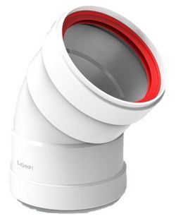 Codo chimenea 45º  hembra-hembra diámetro 127mm aluminio blanco fig