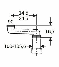 Codo desplazamiento Geberit diámetro 90/110 mm PVC