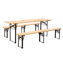 Conjunto de mesa más 2 bancos plegables