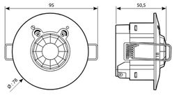 Rivelatore PIR a 360º per installazione a soffitto ad incasso con portata 8m