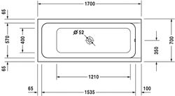 Duravit Rechteckige Badewanne D-Code 1700x700mm