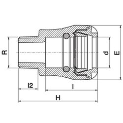 Gemengde aansluiting met 50 mm x 1 1/2" buitendraad