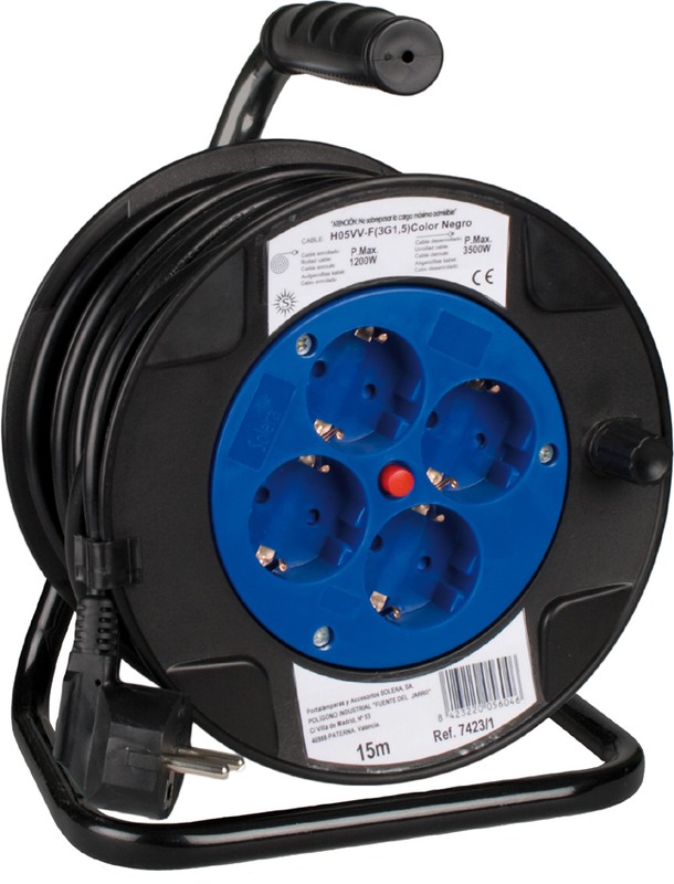 15 meter cable reel with 4 bipolar Solera sockets