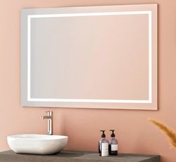 Espejo de baño rectangular con marco de luz Led