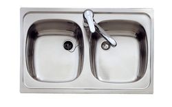 Fregadero encastrado E-50 2C de 80cm con orificio Teka