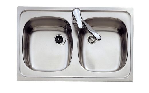 Fregadero encastrado E-50 2C de 80cm con orificio Teka
