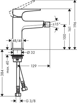 Hansgrohe Einhand-Bidetmischer mit flachem Griff und aufsteckbarem Abfallset