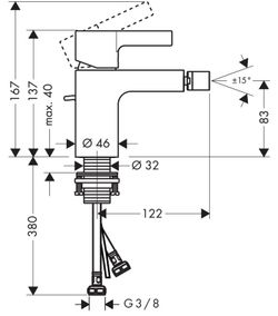 Rubinetto monocomando cromato Bide Hansgrohe Metris S
