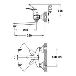 MTP 025 Wandmischer mit drehbarem Auslauf Teka